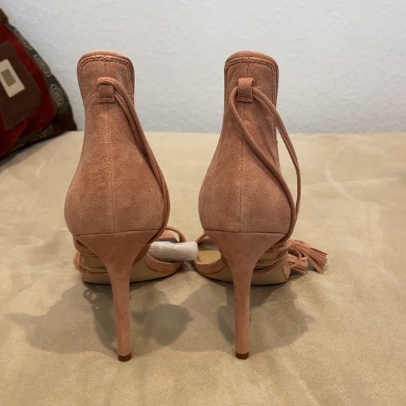 Ann Taylor Suede Ankle-Tie Sandal Size 7 Pink - Picture 4 of 6